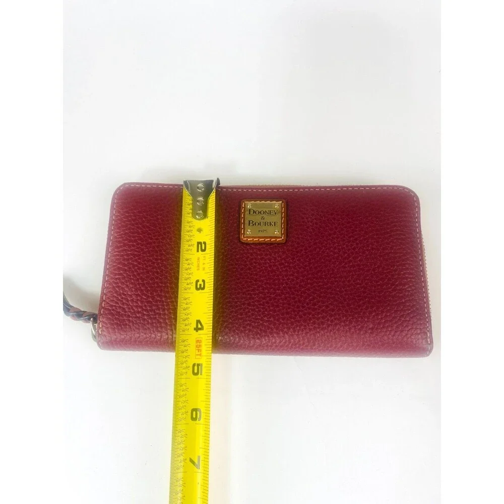 Dooney & Bourke Pebble Grain Large Zip Around Wallet Wristlet Burgundy Red